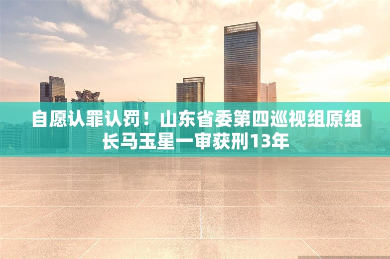 自愿认罪认罚！山东省委第四巡视组原组长马玉星一审获刑13年