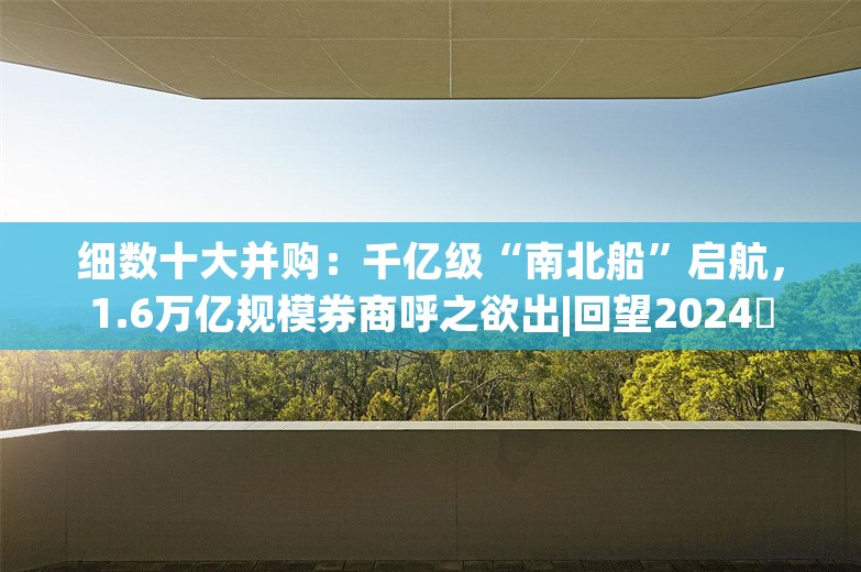 细数十大并购：千亿级“南北船”启航，1.6万亿规模券商呼之欲出|回望2024⑱