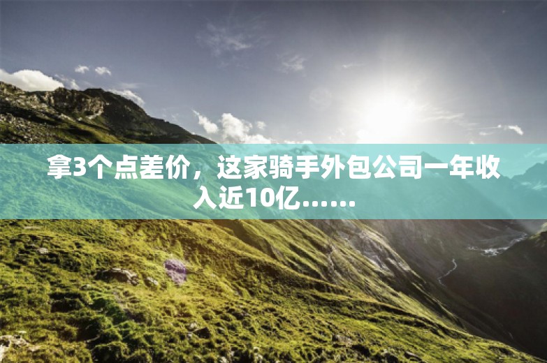 拿3个点差价，这家骑手外包公司一年收入近10亿……