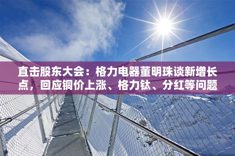 直击股东大会：格力电器董明珠谈新增长点，回应铜价上涨、格力钛、分红等问题