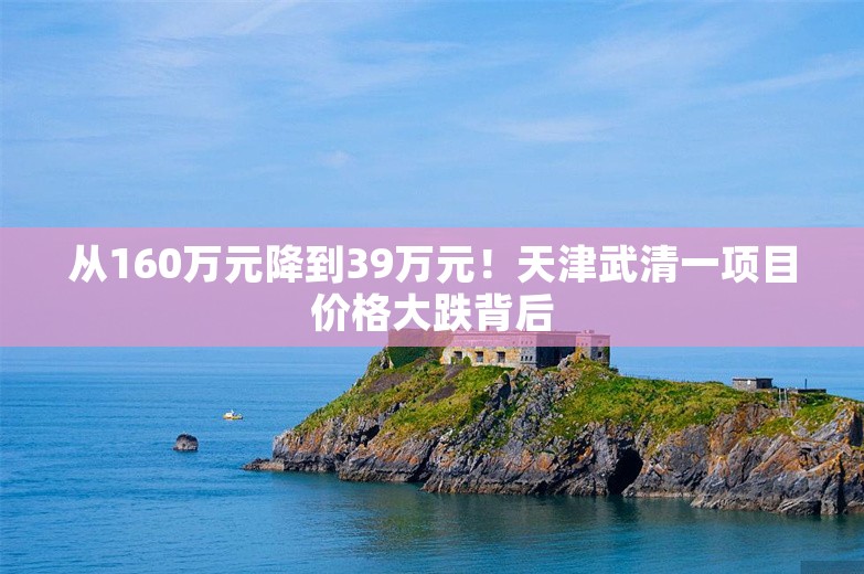 从160万元降到39万元！天津武清一项目价格大跌背后