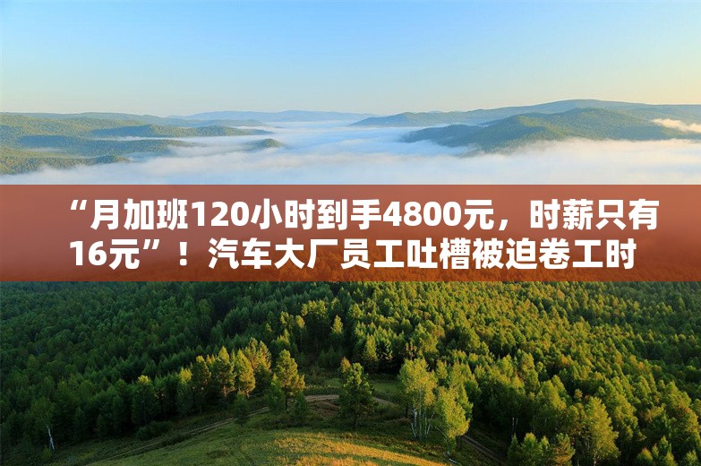 “月加班120小时到手4800元，时薪只有16元”！汽车大厂员工吐槽被迫卷工时