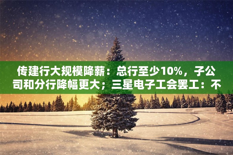 传建行大规模降薪：总行至少10%，子公司和分行降幅更大；三星电子工会罢工：不涨工资不上班；周鸿祎称漏洞最贵可卖到三亿丨雷峰早报