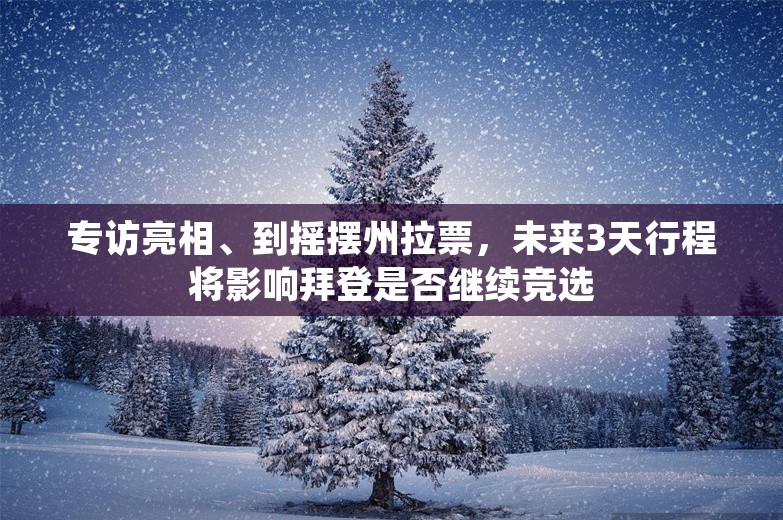 专访亮相、到摇摆州拉票，未来3天行程将影响拜登是否继续竞选