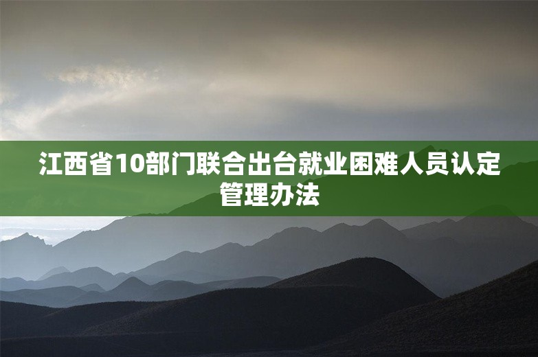 江西省10部门联合出台就业困难人员认定管理办法