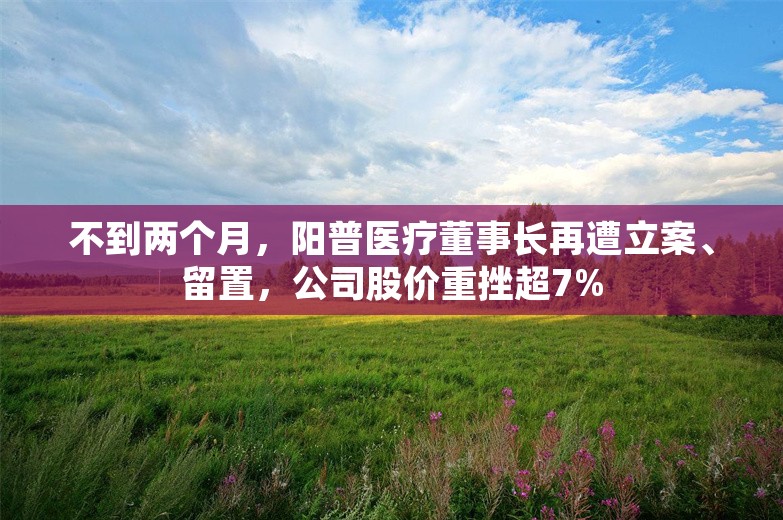 不到两个月，阳普医疗董事长再遭立案、留置，公司股价重挫超7%