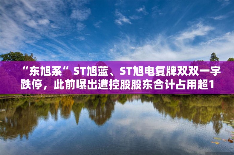 “东旭系”ST旭蓝、ST旭电复牌双双一字跌停，此前曝出遭控股股东合计占用超170亿元