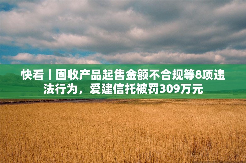 快看｜固收产品起售金额不合规等8项违法行为，爱建信托被罚309万元