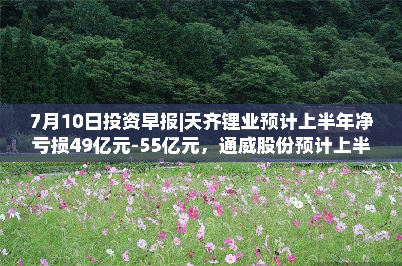 7月10日投资早报|天齐锂业预计上半年净亏损49亿元-55亿元，通威股份预计上半年净利亏损30亿元-33亿元，中船防务预计上半年净利同比增长966%-1163%