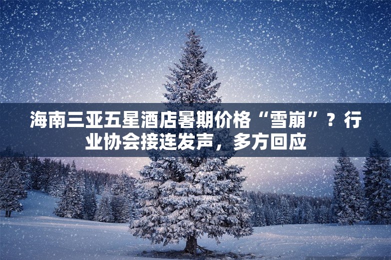 海南三亚五星酒店暑期价格“雪崩”？行业协会接连发声，多方回应