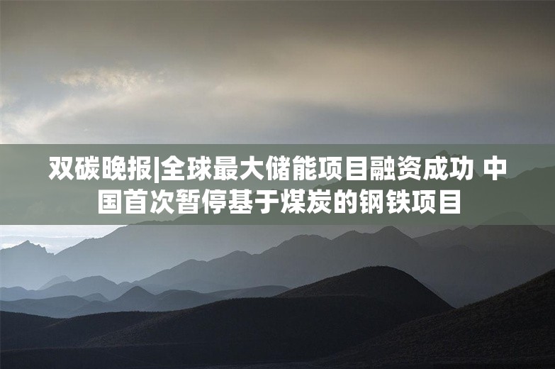 双碳晚报|全球最大储能项目融资成功 中国首次暂停基于煤炭的钢铁项目