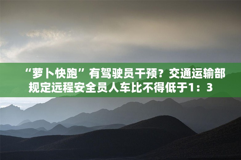 “萝卜快跑”有驾驶员干预？交通运输部规定远程安全员人车比不得低于1：3