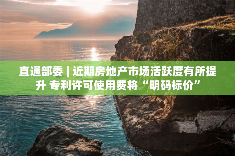 直通部委 | 近期房地产市场活跃度有所提升 专利许可使用费将“明码标价”