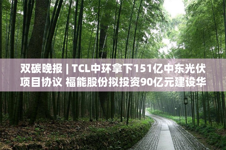 双碳晚报 | TCL中环拿下151亿中东光伏项目协议 福能股份拟投资90亿元建设华安抽水蓄能电站