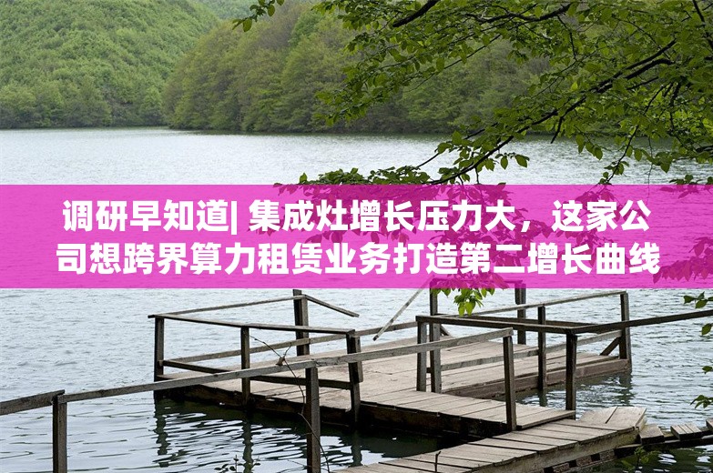 调研早知道| 集成灶增长压力大，这家公司想跨界算力租赁业务打造第二增长曲线