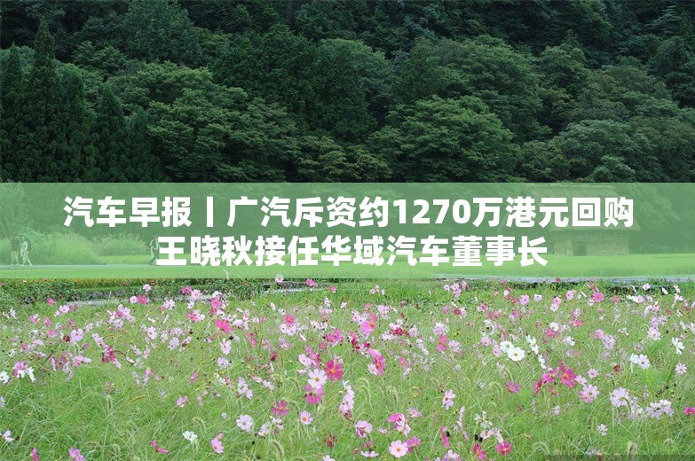 汽车早报丨广汽斥资约1270万港元回购 王晓秋接任华域汽车董事长