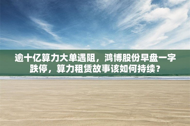 逾十亿算力大单遇阻，鸿博股份早盘一字跌停，算力租赁故事该如何持续？