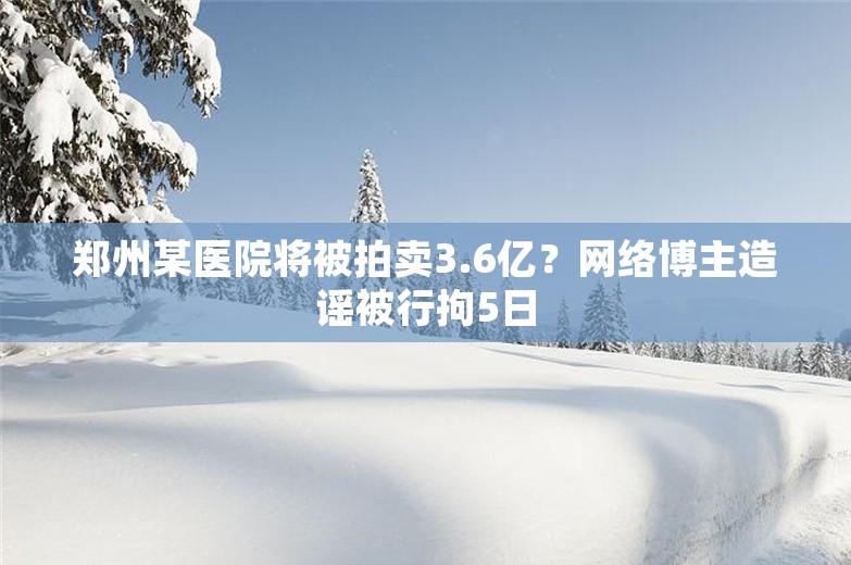 郑州某医院将被拍卖3.6亿？网络博主造谣被行拘5日