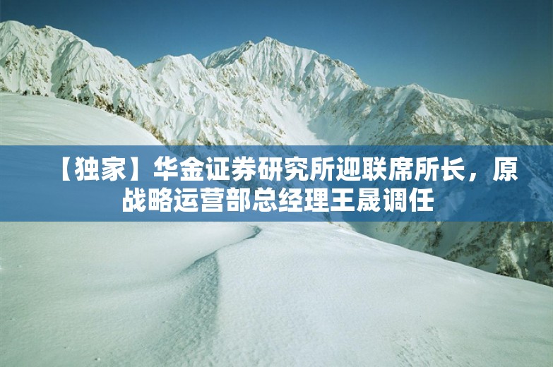 【独家】华金证券研究所迎联席所长，原战略运营部总经理王晟调任